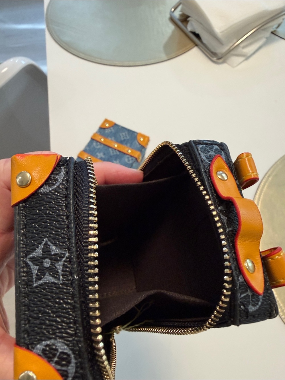 Brand New Designer Inspired Mini Suitcase - Denim & Black - Picture 7 of 8